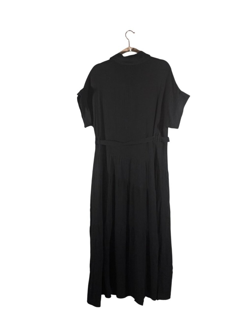 Baltic Born Aizey Black Button-Up slub cotton gauzy Maxi Dress Womens Size L - Picture 3 of 9
